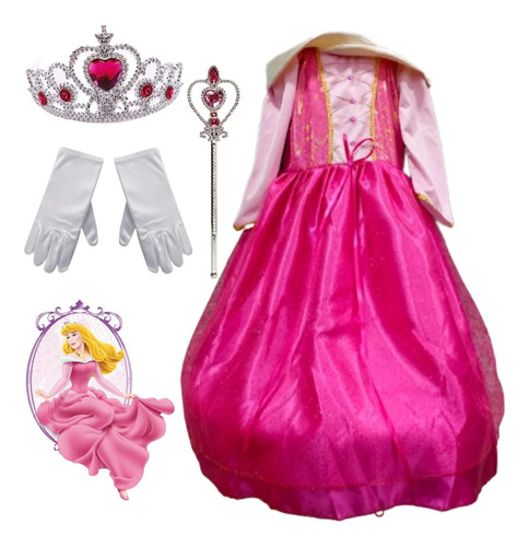 Disfraz Vestido Princesa Bella Durmiente Niñas, Día Del Libro.