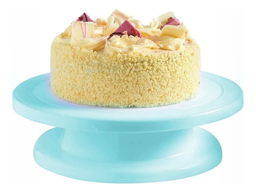 Plato Giratorio Base Pie Para Torta De Plástico 28 Cm Color Celeste Pastel