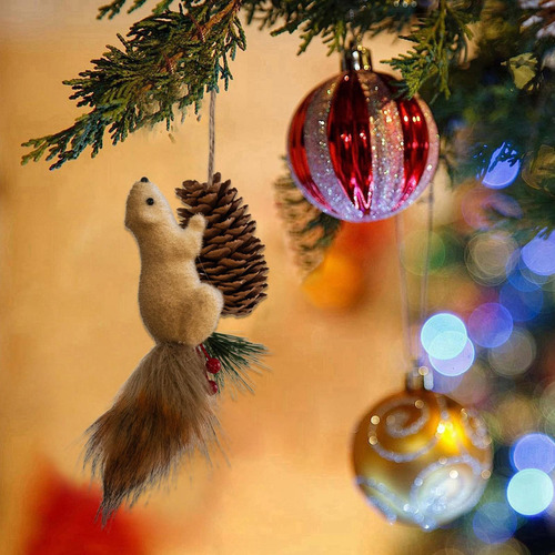 Adornos Navideños De Ardilla Falsa Adornos Navideños De Anim
