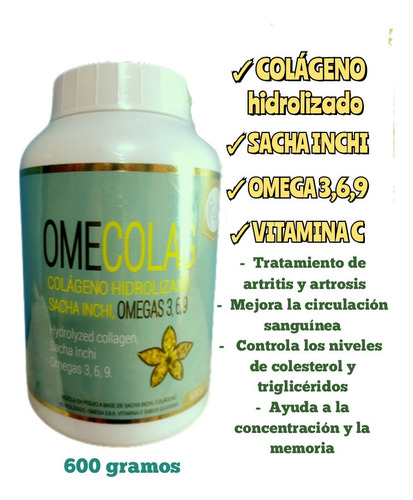 Colágeno Hidrolizado, Sacha Inchi Omega 3 6 9, Vitamina C