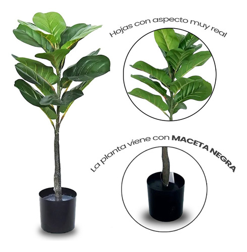 Ficus Artificial Planta Alta Interiores Con Maceta 74 Cm