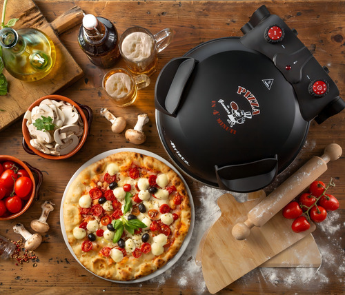 Forno De Pizza Eletrico Ariete Com Pedra Antiaderente 1200w Cor Preto 127V
