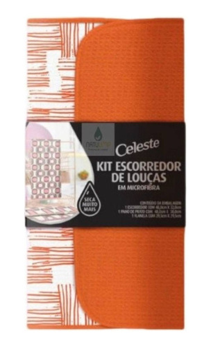 Kit Tapete Escorredor Louça Microfibra + Pano Prato Flanela