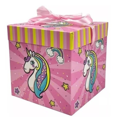 Pack 12 Cajas De Regalo Sorpresa Plegable 15cm Unicornio  