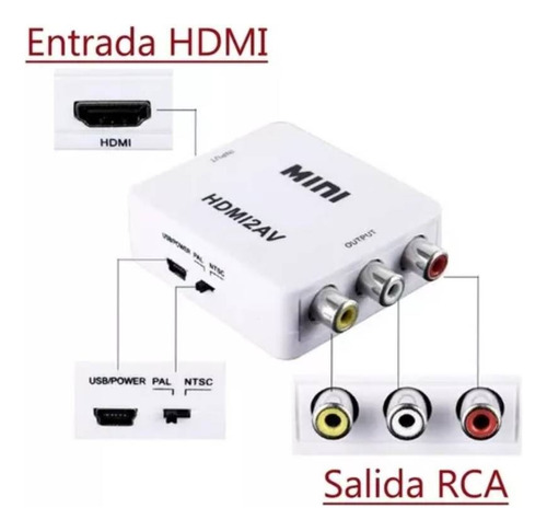 Conversor Adaptador Hdmi A Rca Av Video Audio Analogo
