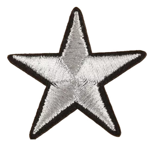 10 Pzs Estrellas Bordadas Plateadas Aplicacion Parche 4.5 Cm
