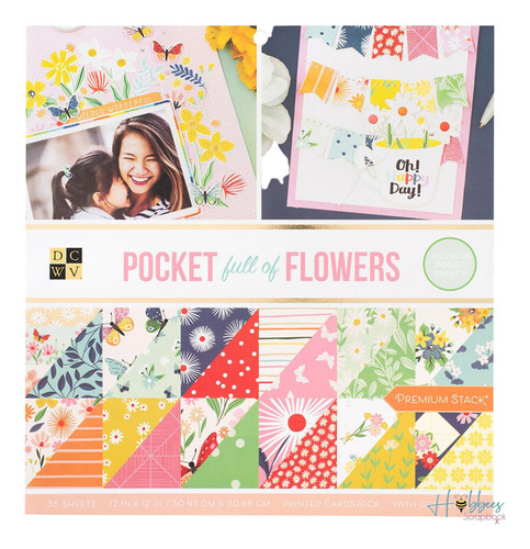 Block Hojas Cartulina Doble Cara Flores Con Foil 12 Scrapbo
