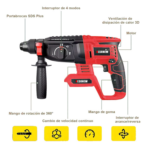 Kit De Rotomartillo Taladro, Amoladora Angular Y Taladro 3pz