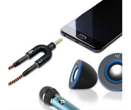 Divisor Audio Plug 3.5mm Microfono Audífonos Diademas Gamer Negro