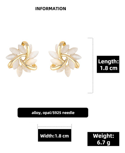 Ay 1par Pendientes S925 Con Diseño De Aguja S925 Flor De Sol