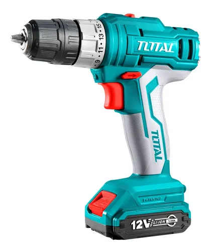 Taladro Atornillador Inalámbrico Total 12v, Mandril 10mm, 25nm - Con 2 Baterías 1.5ah Litio-ion Y Cargador - Tdli1222