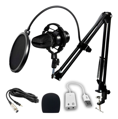 Kit Podcast Youtube Microfono Condenser Brazo Araña Placa