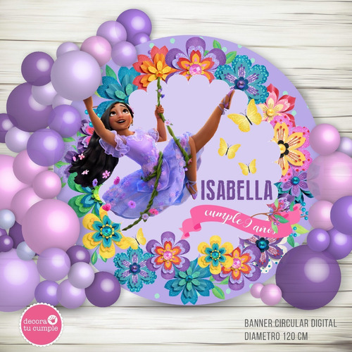 Banner Circular Encanto Isabela Imprimible Cumpleaños 1