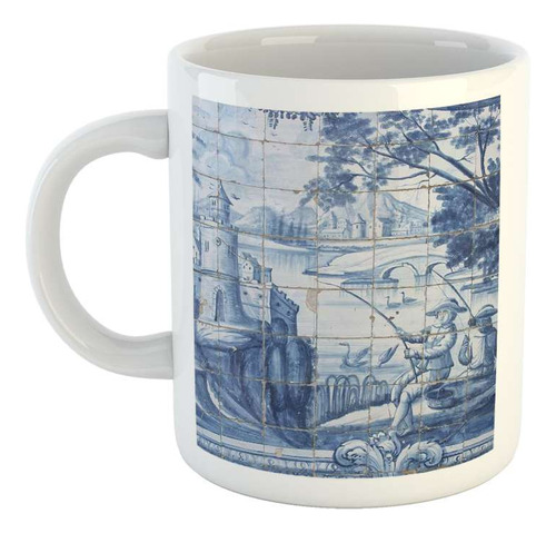 Taza Ceramica Azulejos Estilo Pesqueros Arte En Mozaico