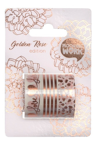 Washi Tape Golden Rose Blister X3 Unidades Mooving At Work Color ORO ROSA