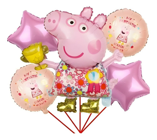 Set Globos Metálicos Temática Peppa Pig Fiesta Decoración