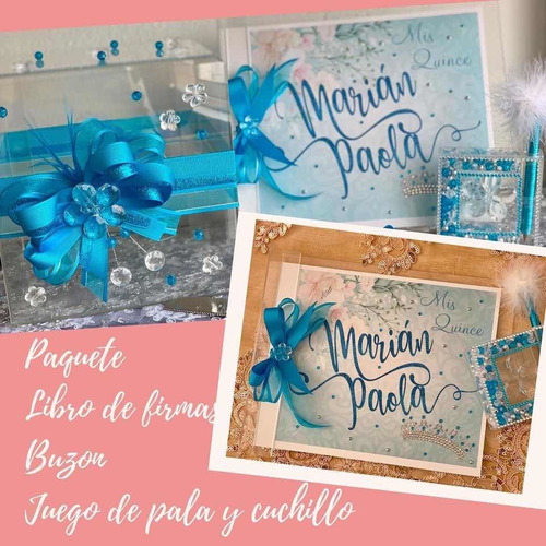 Libro De Firmas+ Buzon+ Palas Para Quinceañera