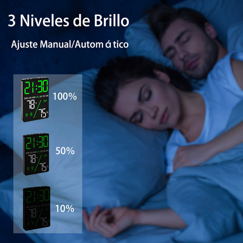Y Reloj Despertador Digital Led Con Termómetro E Higrómetro