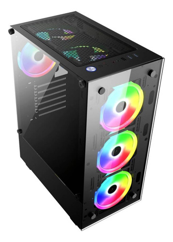 Gabinete Gamer Shot Gaming Sup-8012 Extended Vidrio Templado Color Negro