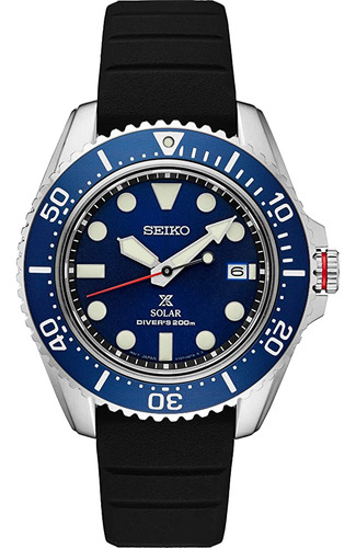 Seiko Prospex Solar Diver's Blue Dial Black Rubber Watch Sne