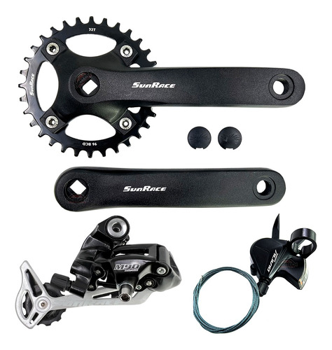 Kit Monoplato Sunrace M80 Palanca Shimano Alivio Tensor M9