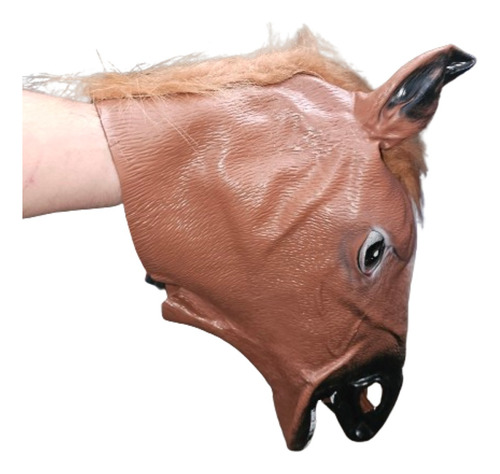 Máscara Cabeça Cavalo Marrom Látex Divertida Fantasia Festa