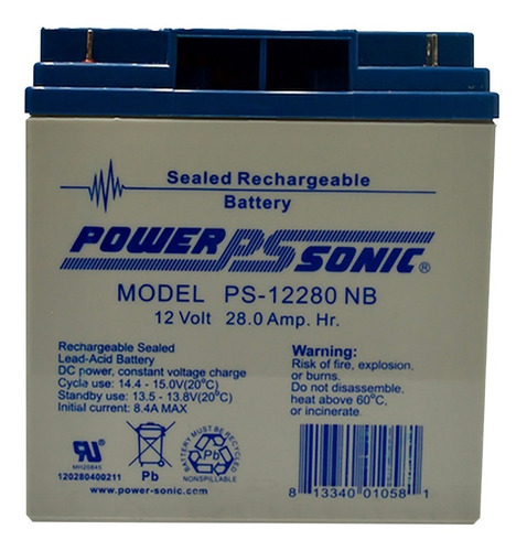 Batería Ps-12280 12 Volts 28 Ah Power Sonic Recargables 