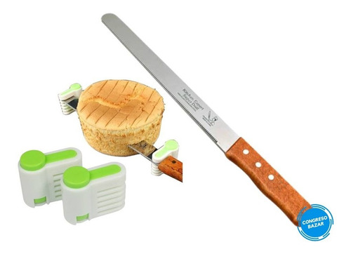 Set Cuchillo Dentado 48 Cm + Nivelador De Torta Repostería