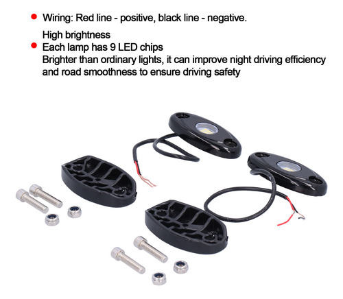 Par De Faros Trail Rig Rock, Color Blanco, 9 Led, Chasis Ip6