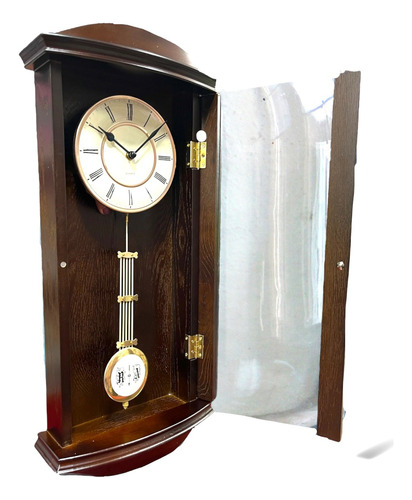 Reloj Con Pendulo  De Madera Para Colgar En Pared - Antiguo