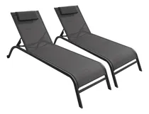 Comprar Camastro exterior 2 piezas silla reclinable para exterior color gris claro Kingshouse KHLOUNGER-KIT2