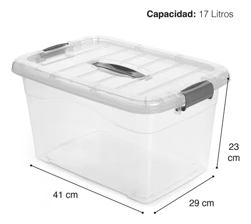 4 Cajas Organizadoras Plásticas Transparentes Grandes Tapa 1