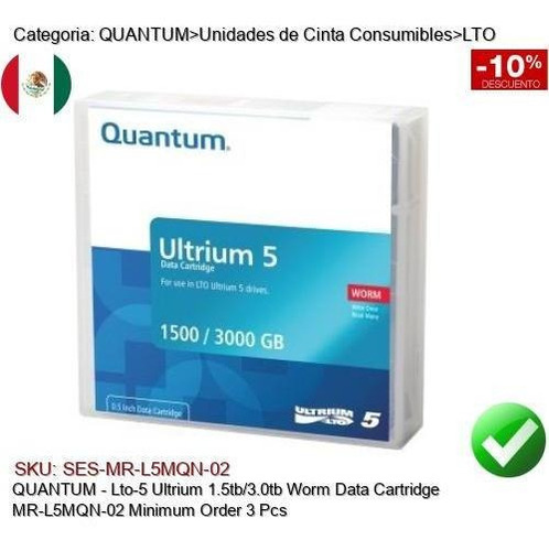 Imagen 1 de 1 de Quantum Lto5 Ultrium 1.5/3tb Worm Cinta Respaldo Mr-l5mqn-02