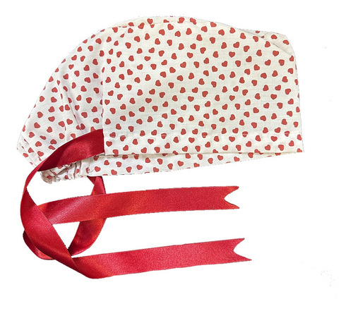 Gorro Médico Quirúrgico Gina Ajustable Rojo Corazones