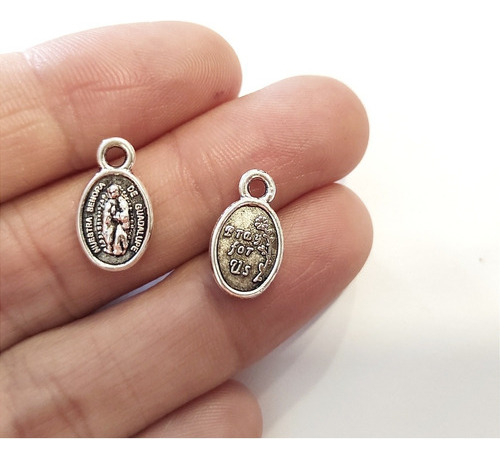 10 Mini Dijes Medallas Virgen De Guadalupe De Metal Bijou  