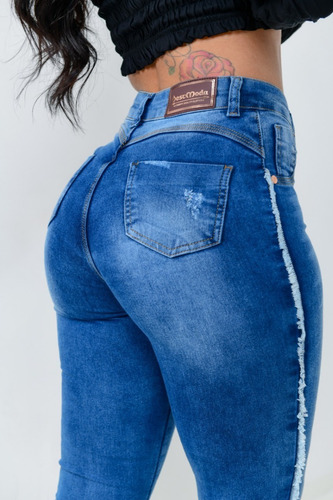 Calça Jeans Clochard Cinto Cintura Laço Feminina Da Moda.