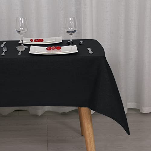 Mantel Rectangular De Lino Sintético Negro 70 X 300 Cm