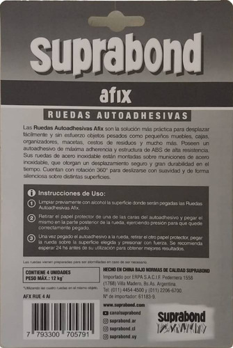 Imagen 2 de 3 de Ruedas Autoadhesivas Suprabond Para Mover Cosas Pesadas