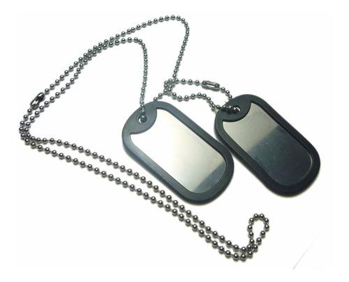 Corrente E Placa Identificação Militar Dog Tag Em Aço Inox