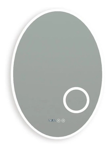 Espejo Oval Luz Led Smart 50 X 70 Cm C/ Reloj Marca Gloa