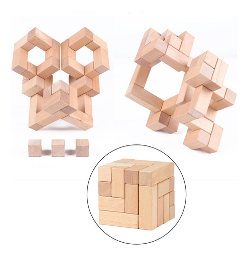 Puzzle Cube Building Blocks Alivio Del Color De Madera