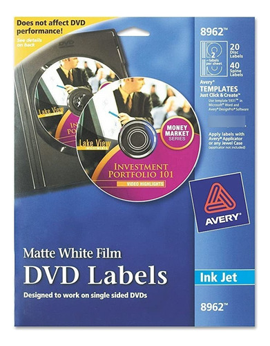 Avery - Etiquetas Para Dvd (), Color Blanco Mate