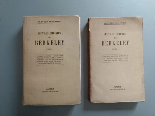 Oeuvres Choisies De Berkeley 2 Tomos - Aubier Ed Montaigne