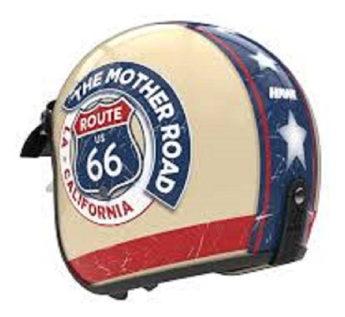 Casco Moto Custom Hawk 721 Route 66 Beige Talle L 60 Cm