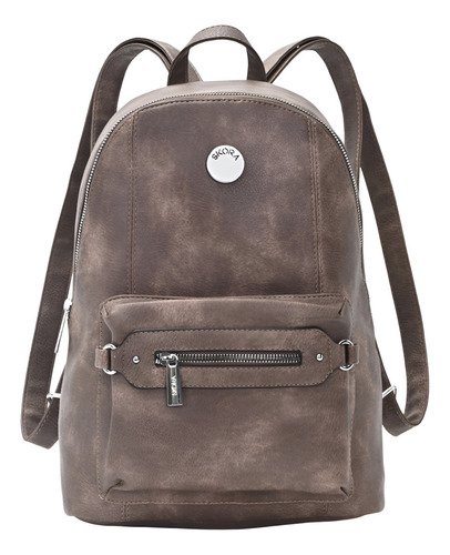 Mochila Dama Bolso Cartera Para Mujer Classic Skora Color Marrón Claro Diseño De La Tela Liso
