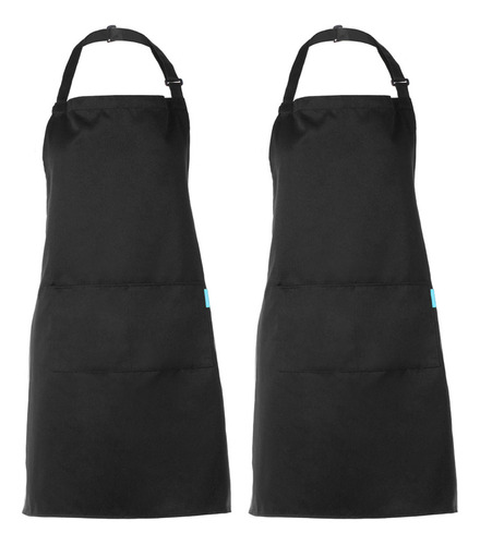 Delantal De Hombre Para Cocinar Y Mujer, Negro, 2 Unidades/j