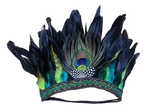 Diadema de plumas, tocado de plumas, disfraz de niño, corona de