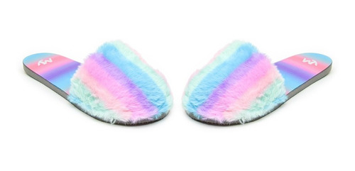 Pantufla Peluche Azul Lila Mod 0110