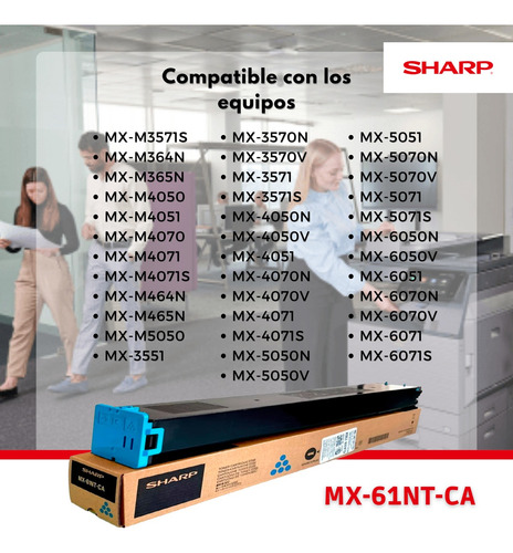 Toner Sharp Mx-61nt Cian Magenta Amarillo Para Mx-3070/4070