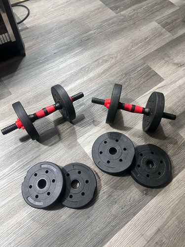 Set 2 Mancuernas 10 Kilos En Total Mas Barra Entrenamiento